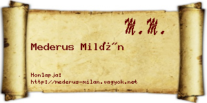 Mederus Milán névjegykártya